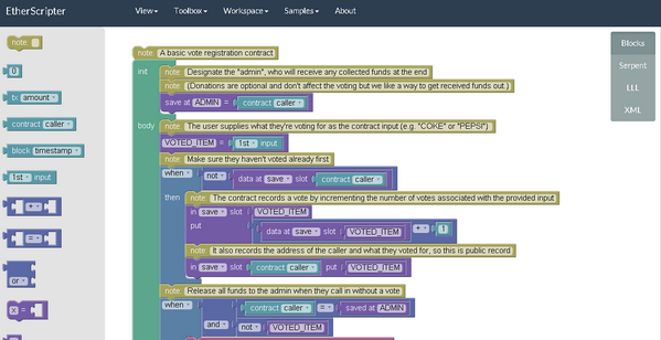 Con l'Editor Ether potrete costruire uno smart contract