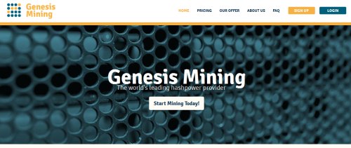 Schermata principale del sito Genesis Mining