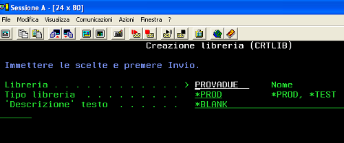 personalizzare la creazione di una libreria in as400