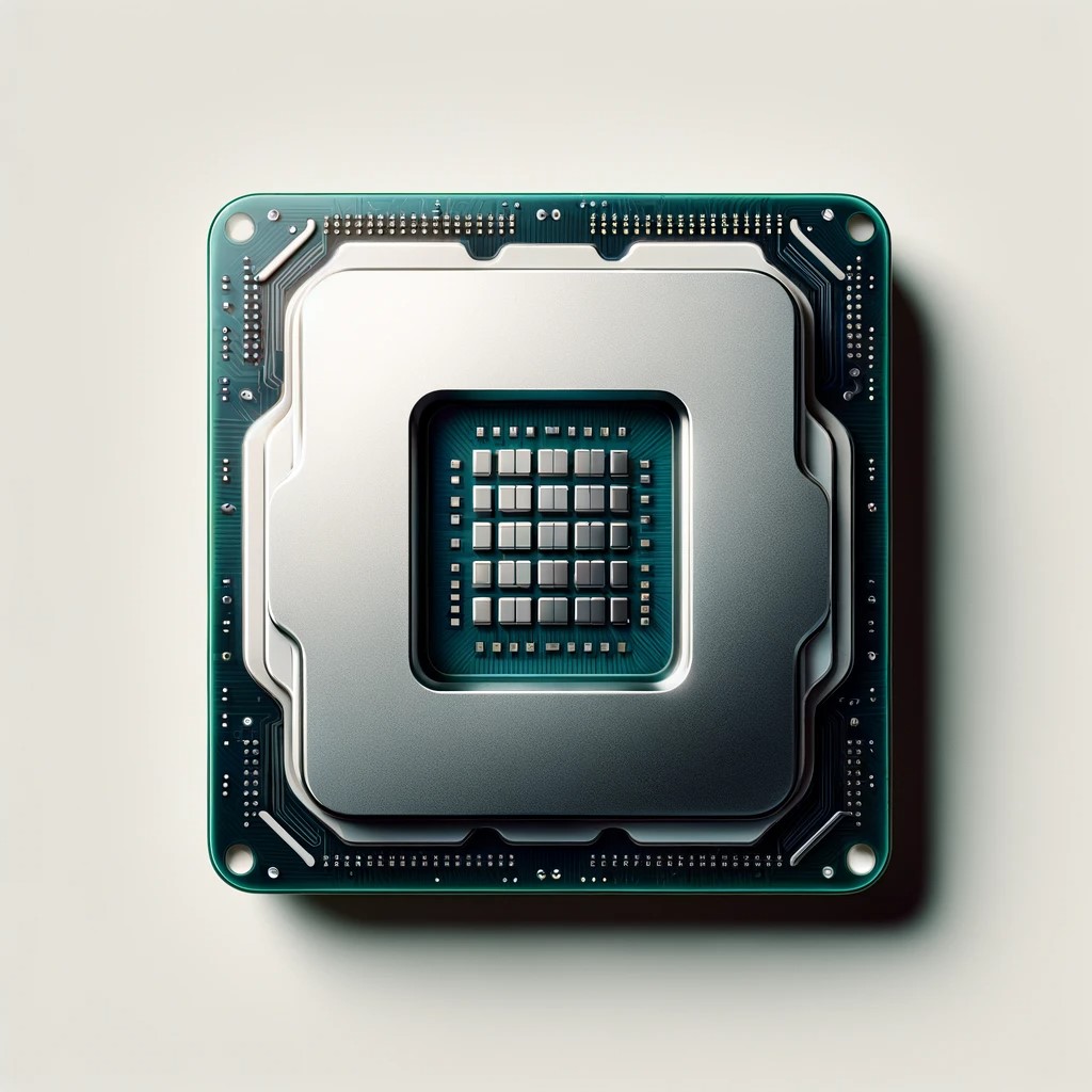 Illustrazione di una CPU generica, ispirata ai design moderni simili a quelli di Intel o AMD.