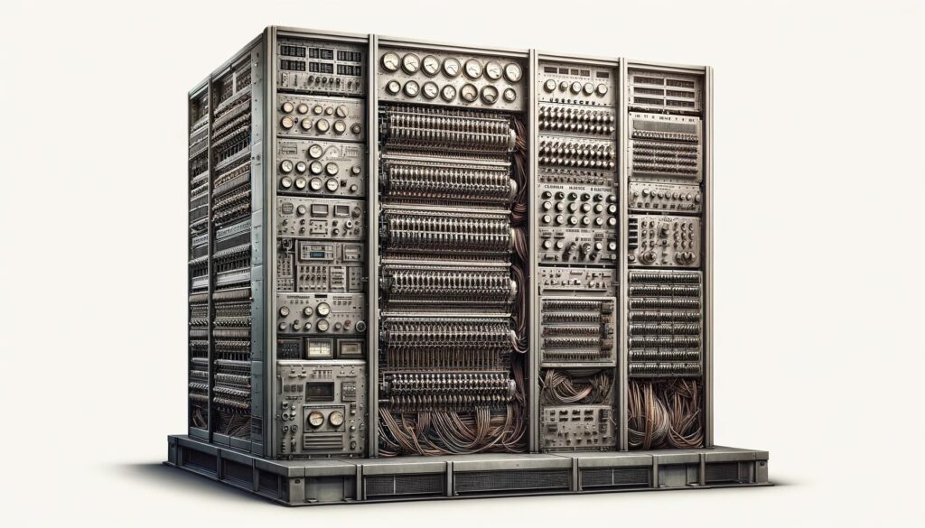 Ecco l'immagine dell'ENIAC, uno dei primi computer sviluppati nel 1945. 