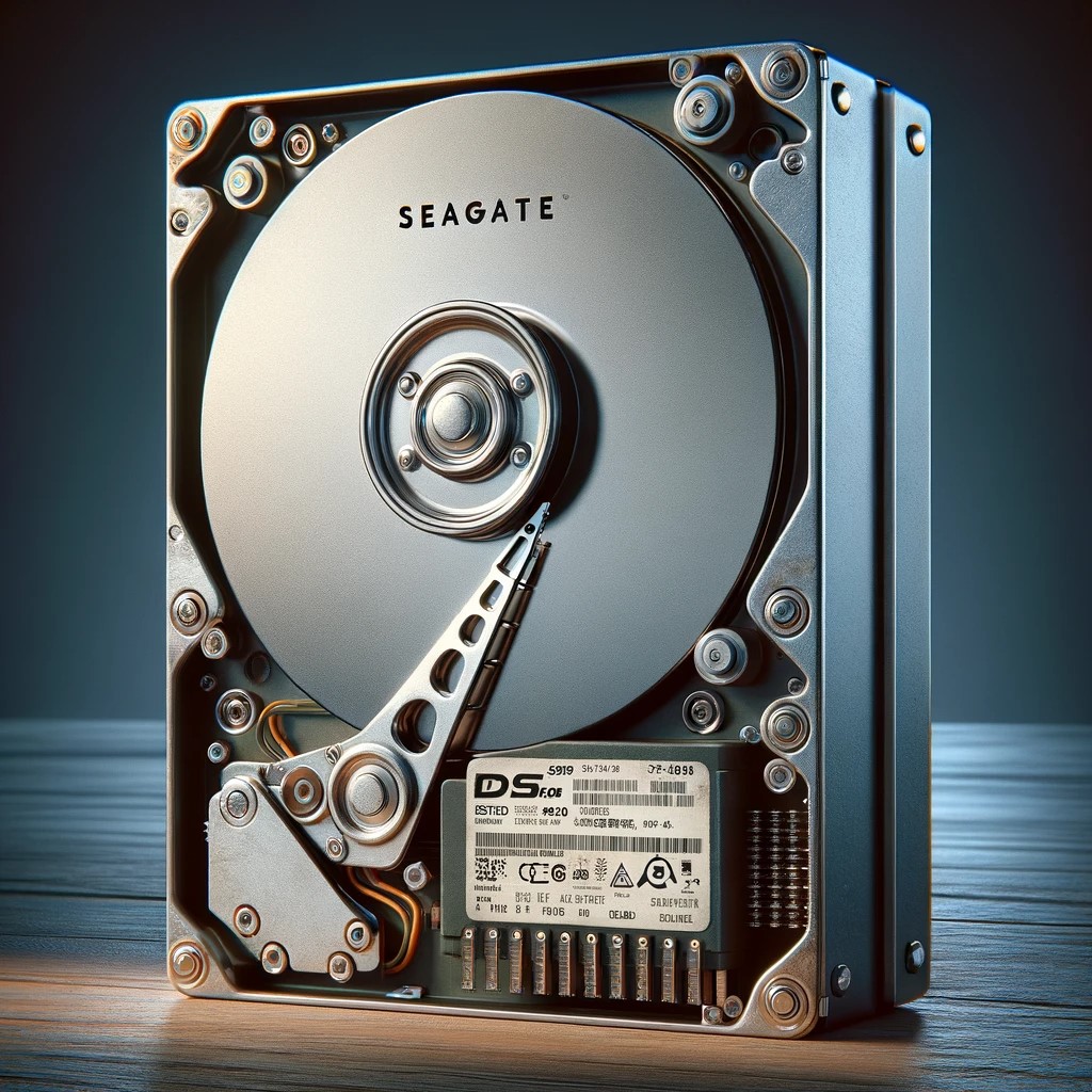 Illustrazione ricostruita con l'AI dell'hard disk Seagate ST-506 del 1980.