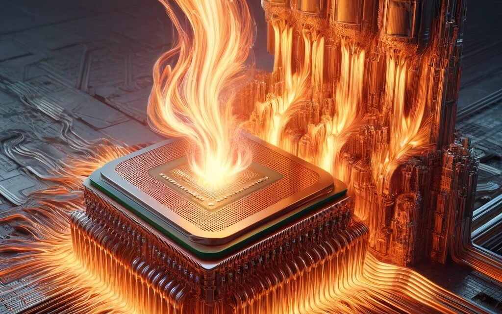 Immagine fantasiosa del flusso di calore tra CPU e dissipatore